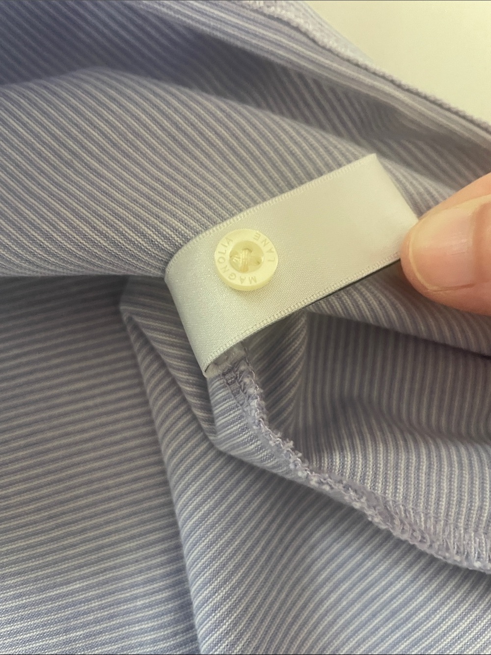 Magnolia Lane Masters Golf Polo Vintage Label Pima Cotton Purple & White Stripe - Picture 12 of 12